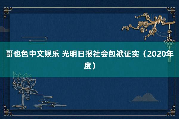 哥也色中文娱乐 光明日报社会包袱证实（2020年度）