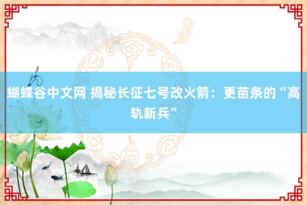 蝴蝶谷中文网 揭秘长征七号改火箭：更苗条的“高轨新兵”